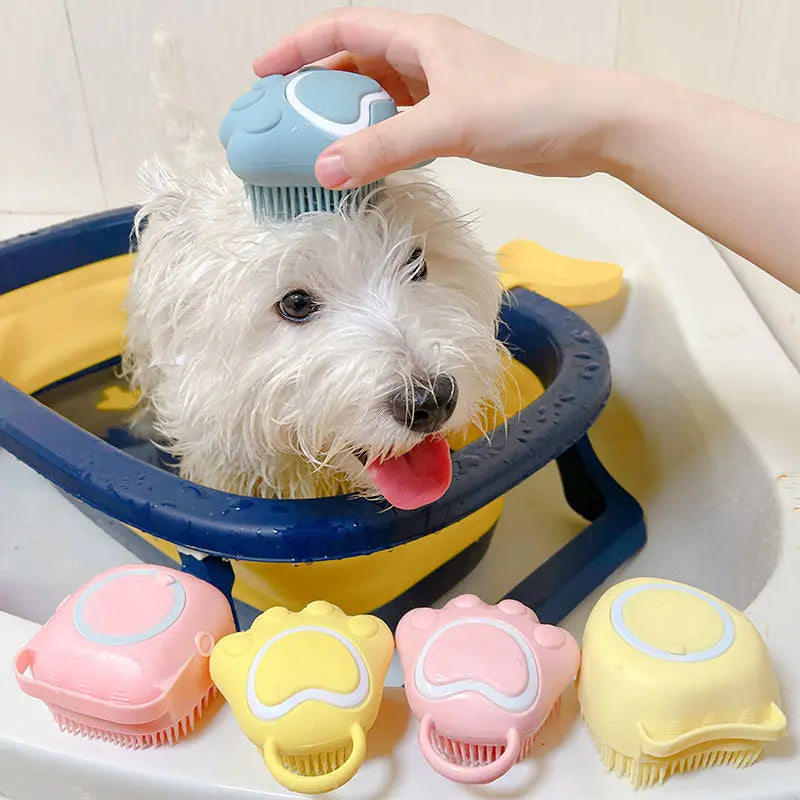 Silicone Pet Bath Brush for Dog and Cat Grooming