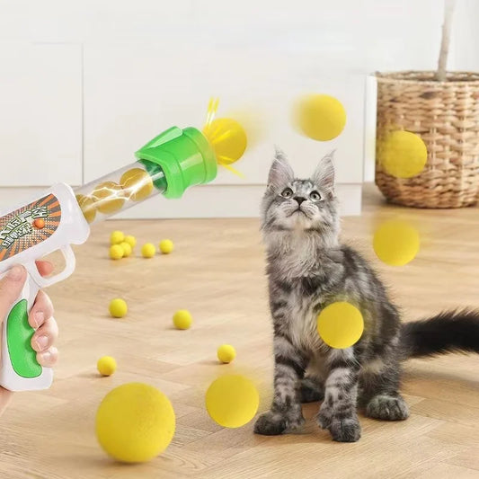 Interactive Cat Toy Shooter - Teaser Gun with Plush Balls