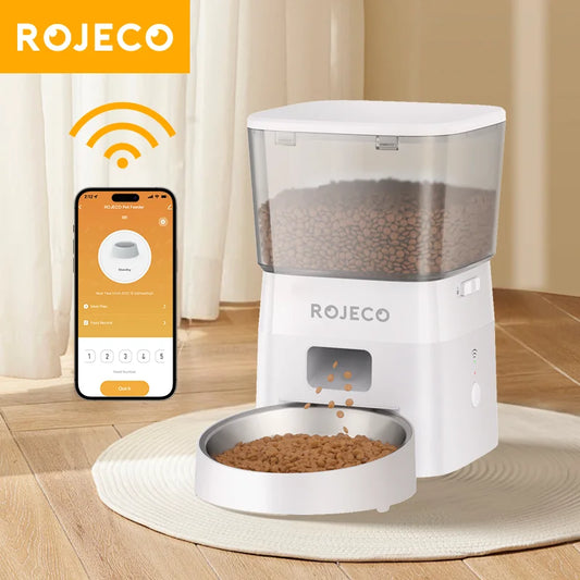 ROJECO 2L WiFi Automatic Pet Feeder - Smart Food Dispenser with Remote Control