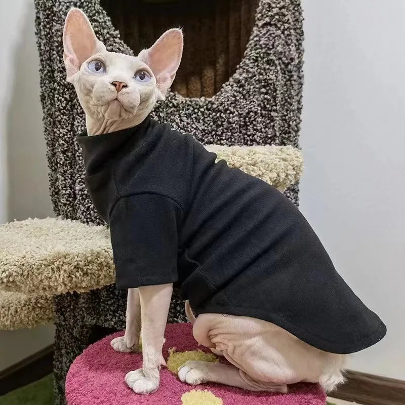 Winter Warmth Sphynx Cat Clothes - Soft Pet Pullover Shirt