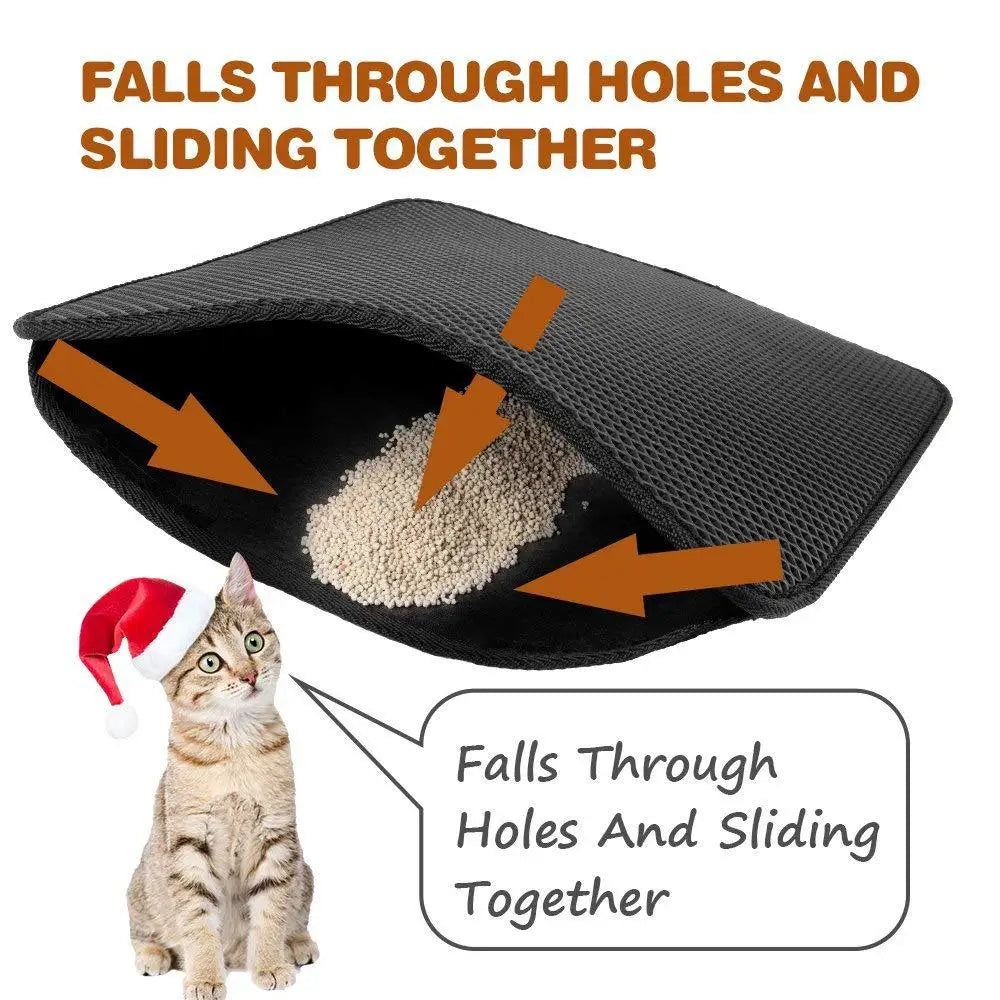 Non-Slip Waterproof Double Layer Cat Litter Mat - Easy-to-Clean Pet Litter Box Mat with Gift - Happy Tail Center