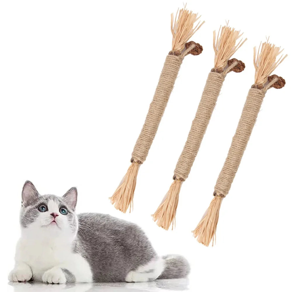 Natural Matatabi Catnip Toys – Silvervine Cleaning Tooth Toy with Feather and Bell for Cats - Happy Tail Center