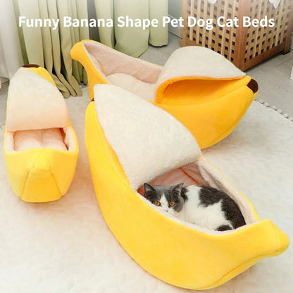 Cute Banana Cat Bed - Cozy and Durable Pet Basket - Happy Tail Center