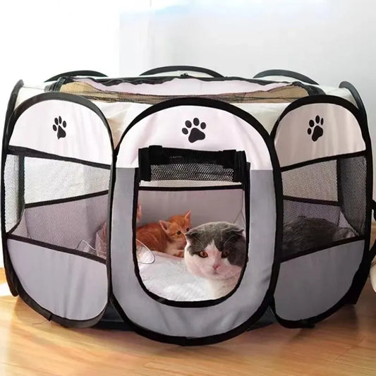 Portable Foldable Pet Tent Kennel - Octagonal Fence for Dogs and Cats