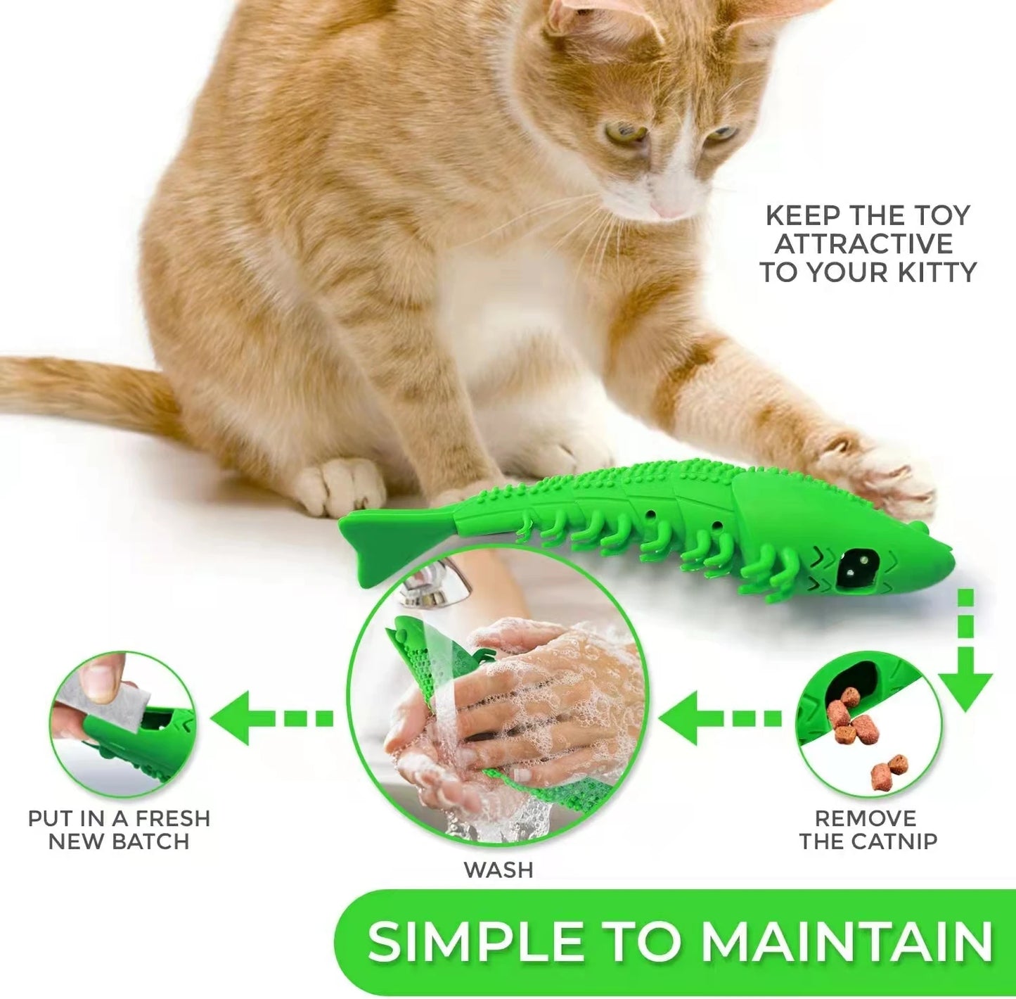 Interactive Catnip Toy for Cats with 360-Degree Teeth Cleaning