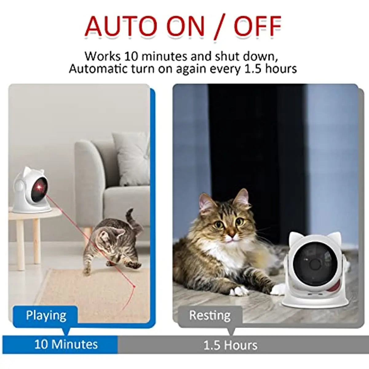 ATUBAN Rechargeable Motion Activated Cat Laser Toy - Interactive Auto Laser for Cats and Dogs