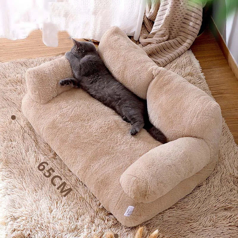 Luxury Soft Cat Bed - Warm Detachable Washable Pet Sofa