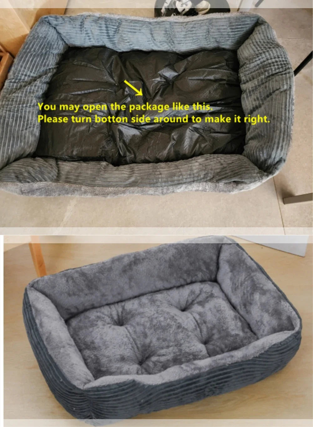 Square Plush Kennel Dog Bed for Medium and Small Dogs - Calming Pet Sofa Bed Cushion - Happy Tail Center