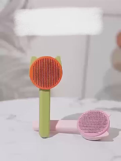 Self-Cleaning Slicker Brush for Dogs and Cats - Removes Undercoat Tangled Hair, Massages for Circulation