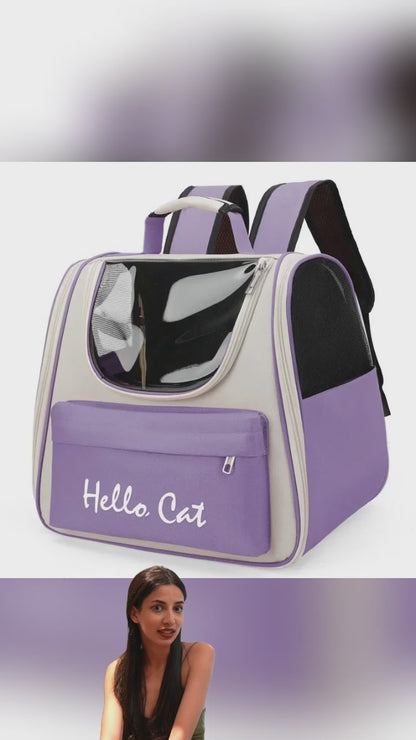 Portable Pet Backpack Carrier - Custom Logo Cat and Dog Bag