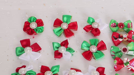 10 Pcs Christmas Pet Bows - Festive Hair Accessories for Dogs and Cats