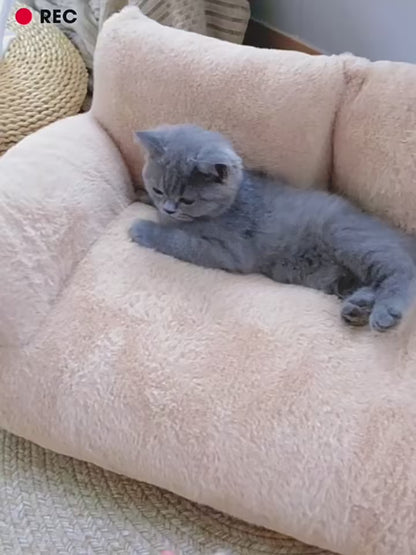 Luxury Soft Cat Bed - Warm Detachable Washable Pet Sofa